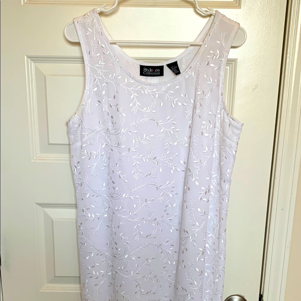 Style & Co. White Sleeveless Sheath Dress for Weddings